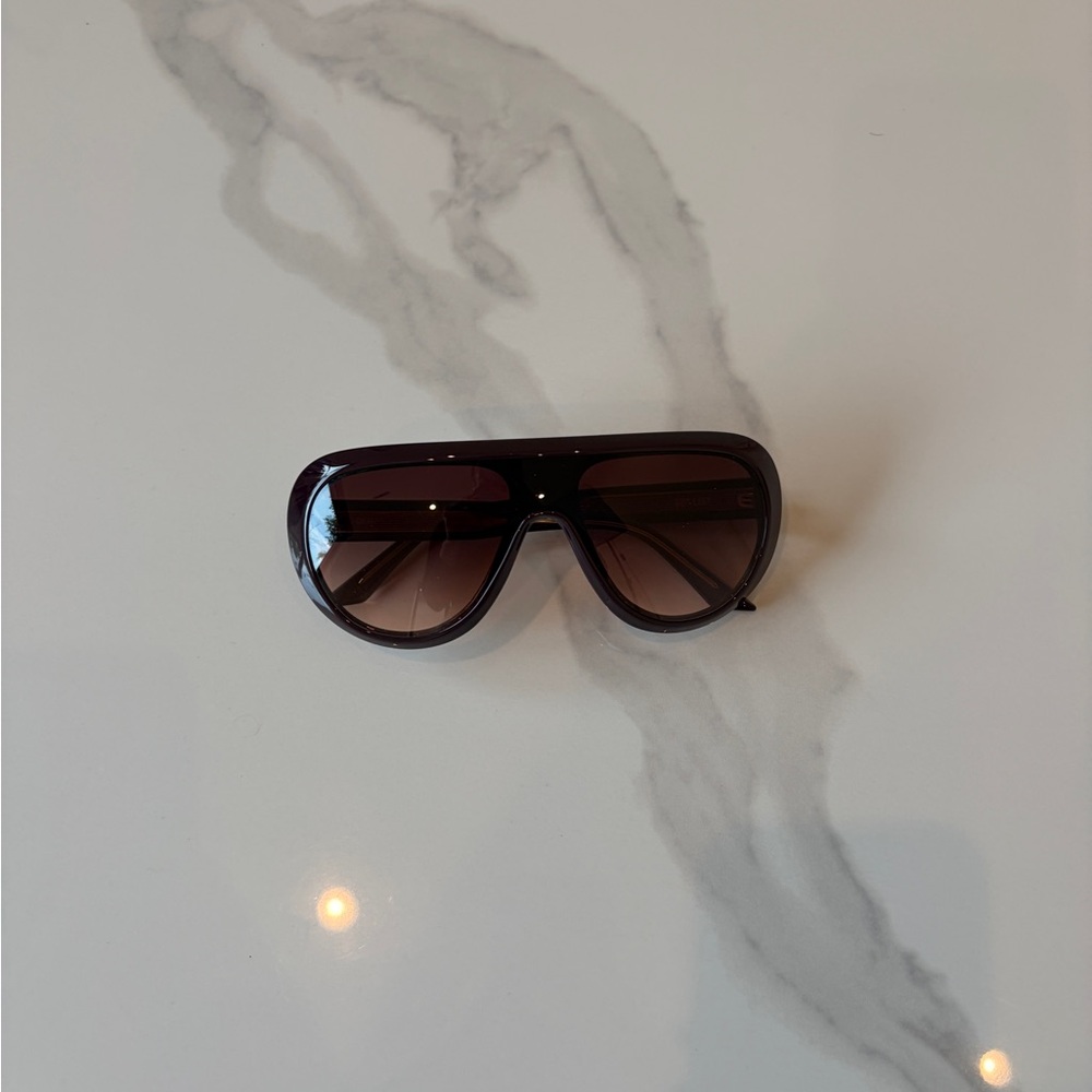 Brown Gradient Oversized Shield Sunglasses - image 3